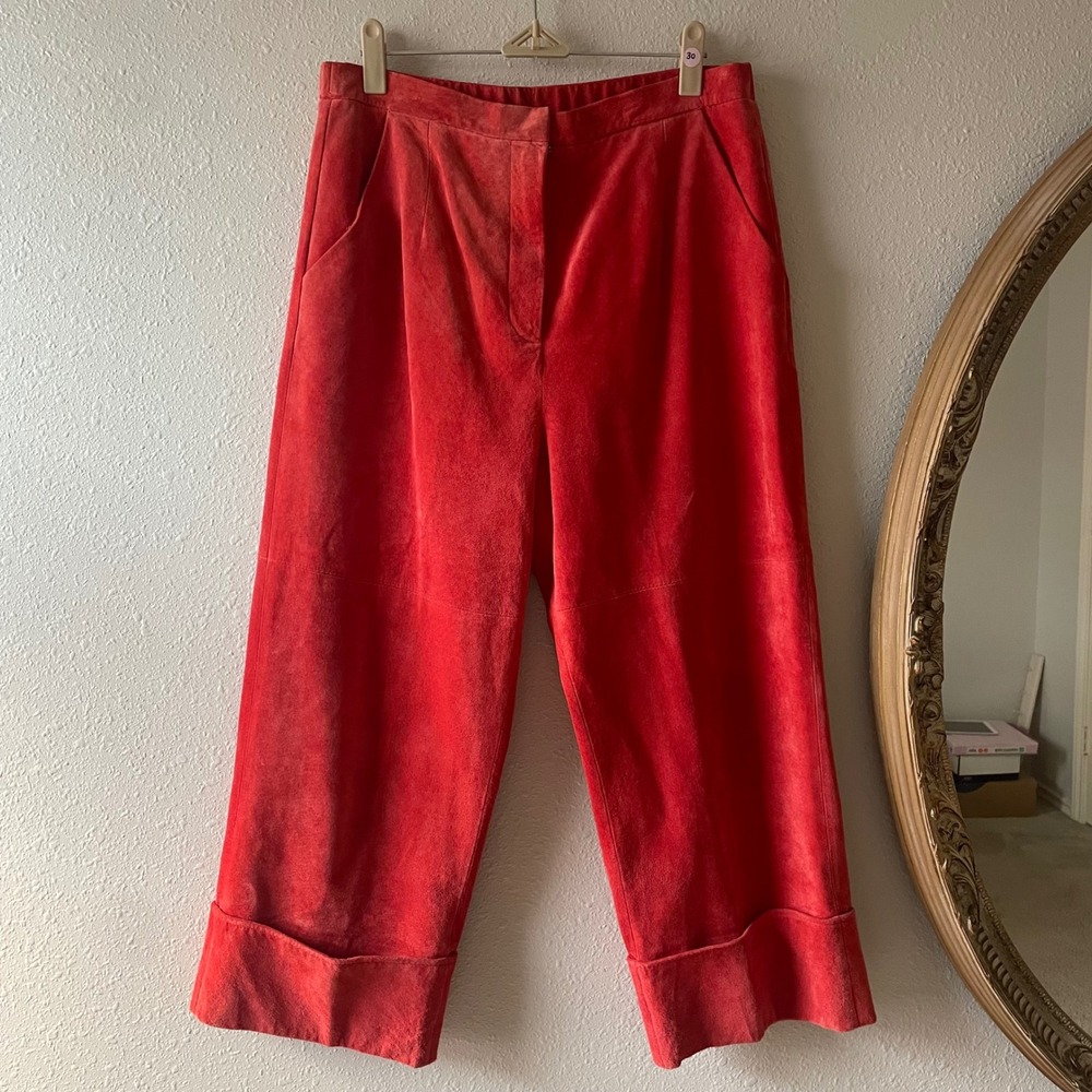 Vintage 90s Funky Coral Genuine Leather Cottagecore Pants‎